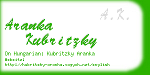 aranka kubritzky business card